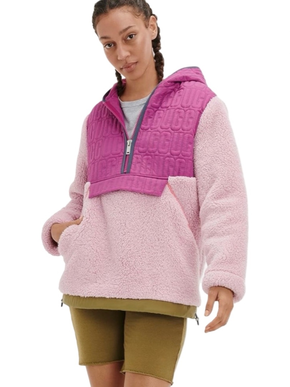 UGG Women's Cozy Iggy Sherpa Half Zip Pullover XL Winter Lodge Cabin Gorpcore